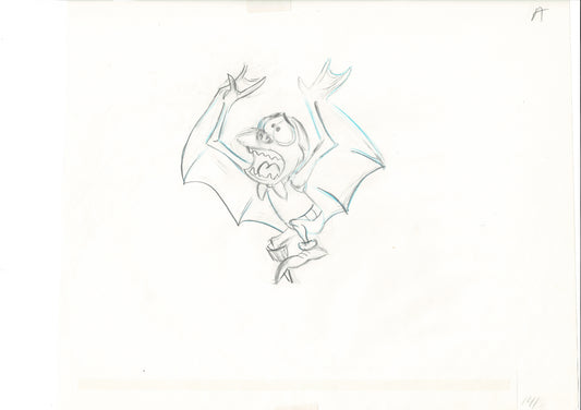 The Great Mouse Detective Fidget the Bat Walt Disney Production Animation Drawing 1986 A141