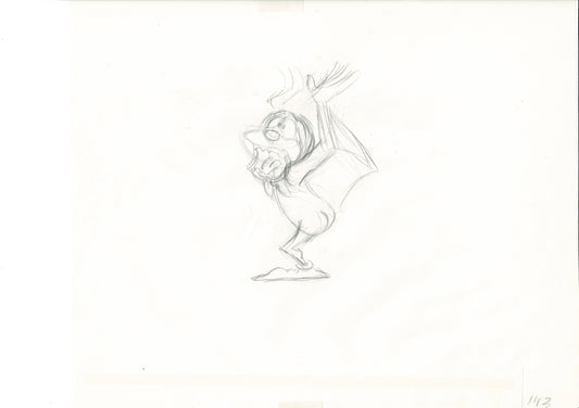 The Great Mouse Detective Fidget the Bat Walt Disney Production Animation Drawing 1986 A142