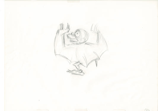 The Great Mouse Detective Fidget the Bat Walt Disney Production Animation Drawing 1986 A147
