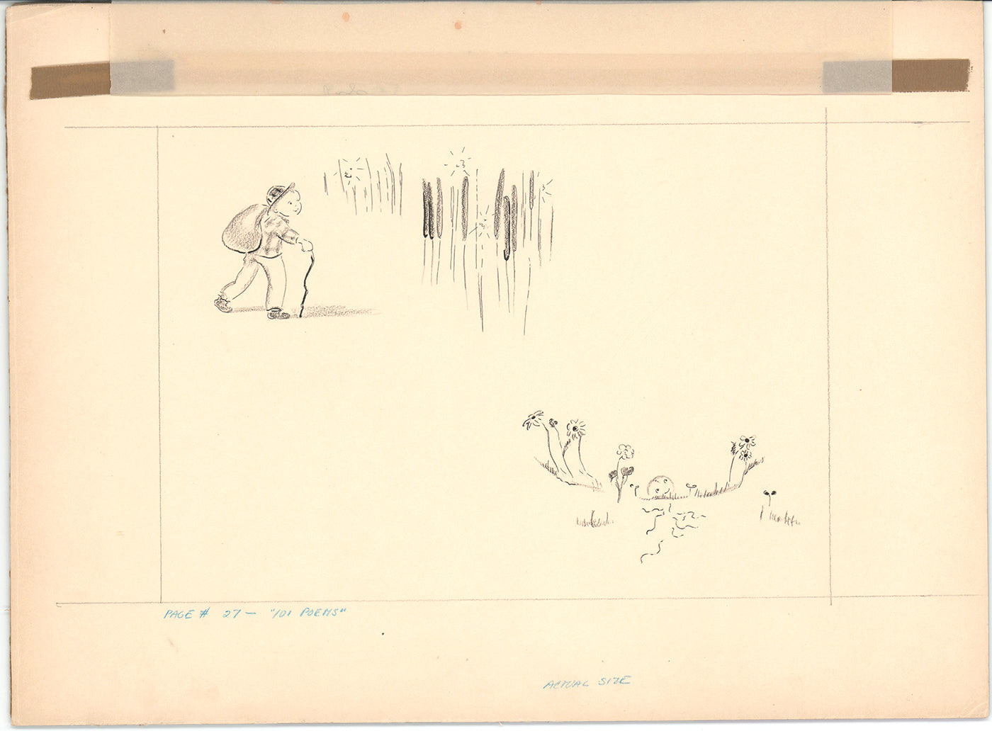 Illustration Book Page Original Drawing by Lowenheim c1978 Samuel Lowe H013