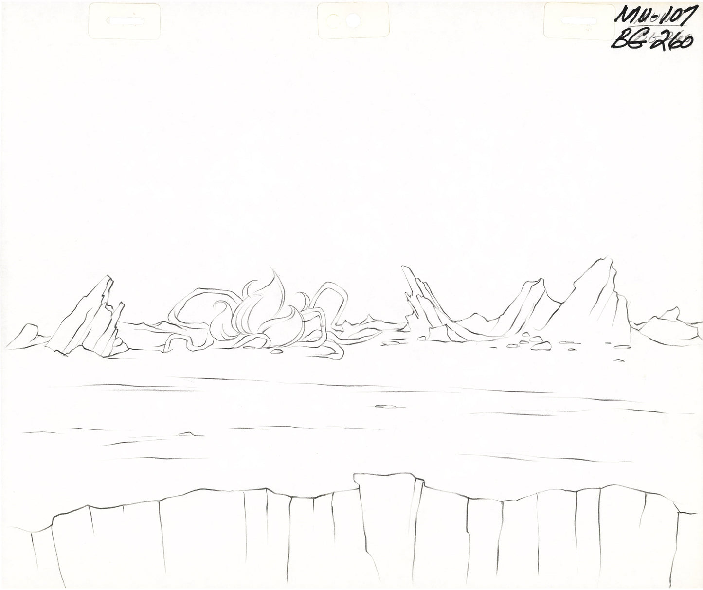 He-Man and the Masters of the Universe Animation Production Pencil Background Drawing For Cels Filmation 1980s A-14