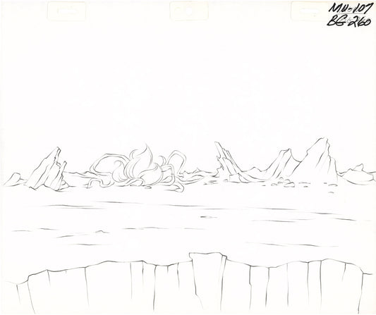 He-Man and the Masters of the Universe Animation Production Pencil Background Drawing For Cels Filmation 1980s A-14