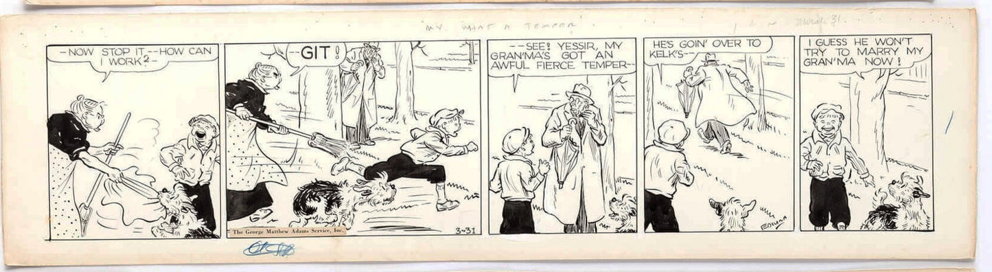 Cap Stubbs and Tippie Original Ink Daily Comic Strip Art Signed and Drawn by Edwina Dumm AM14
