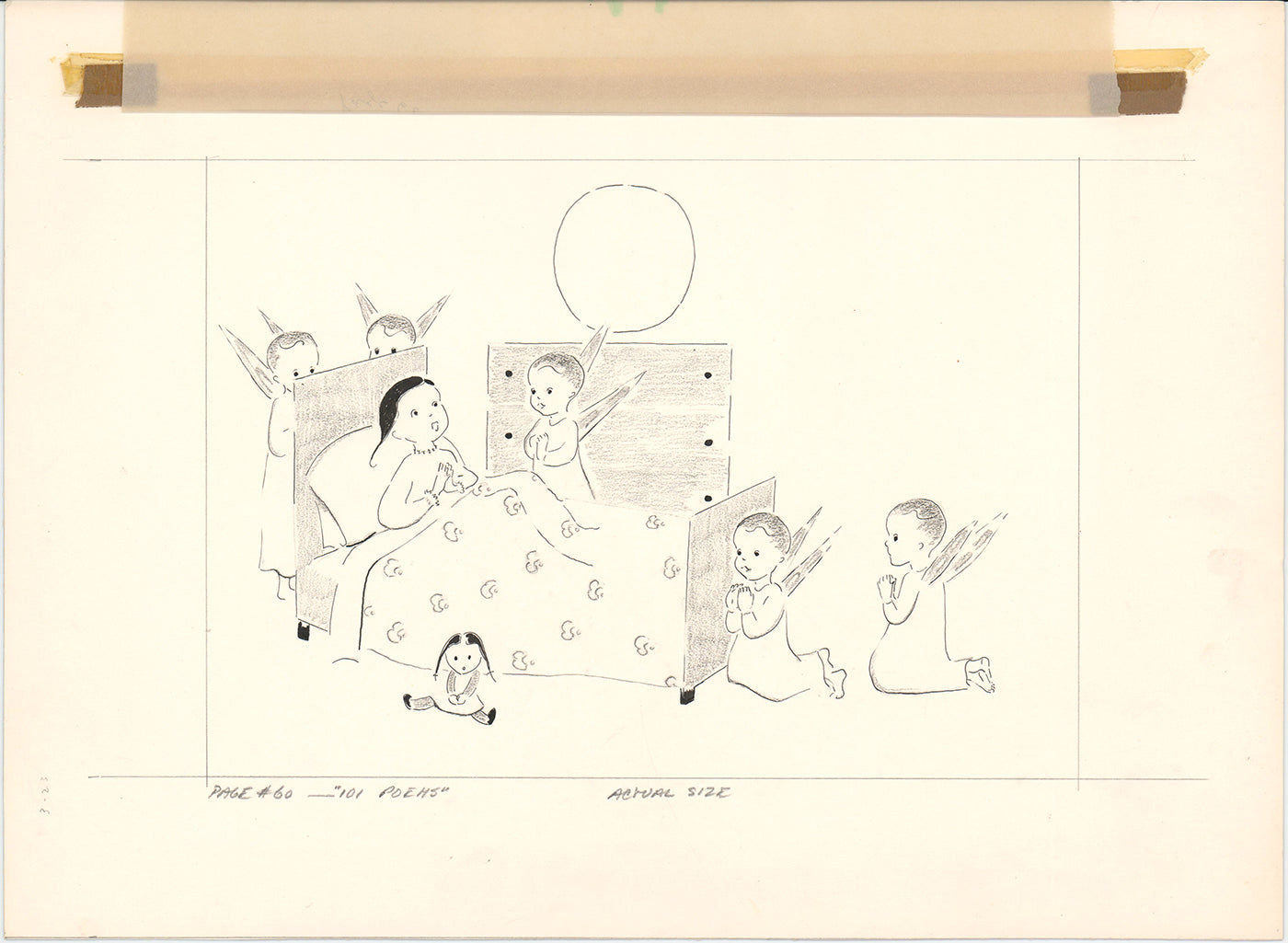 Illustration Book Page Original Drawing by Lowenheim c1978 Samuel Lowe T013