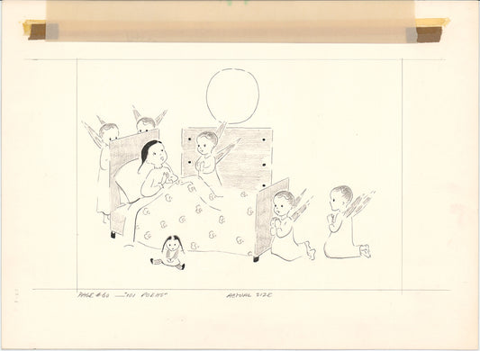 Illustration Book Page Original Drawing by Lowenheim c1978 Samuel Lowe T013