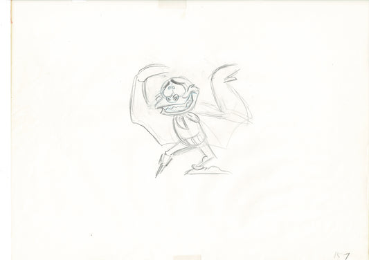 The Great Mouse Detective Fidget the Bat Walt Disney Production Animation Drawing 1986 A157