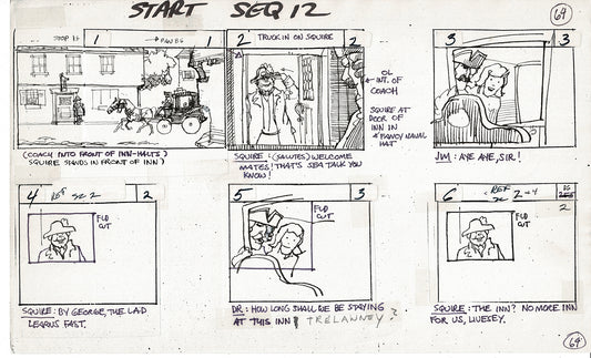 Treasure Island Storyboard Art Cartoon 2 Pages Stevenson Filmation WB 1973 B-15