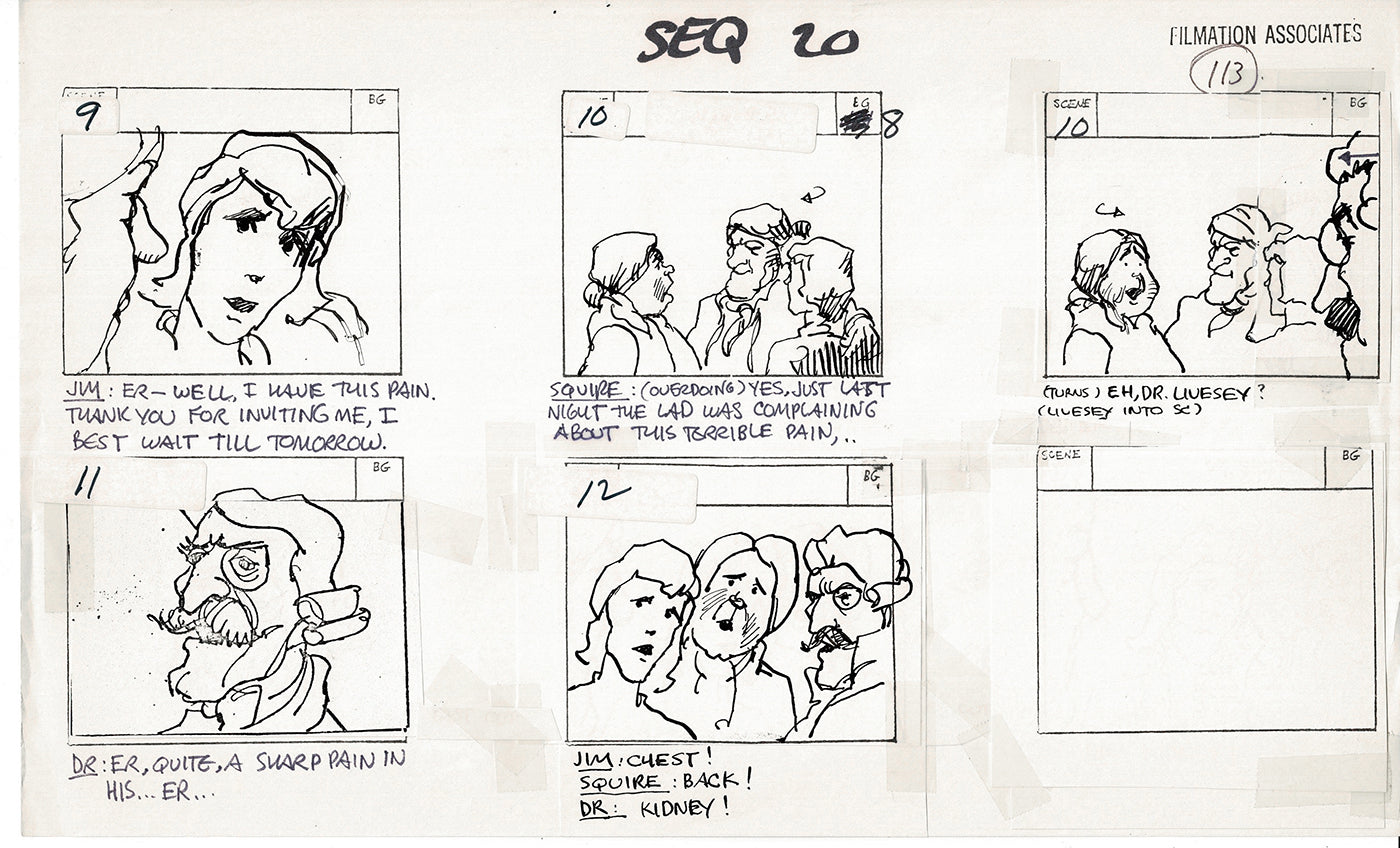 Treasure Island Storyboard Art Cartoon 2 Pages Stevenson Filmation WB 1973 C-15