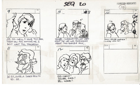 Treasure Island Storyboard Art Cartoon 2 Pages Stevenson Filmation WB 1973 C-15