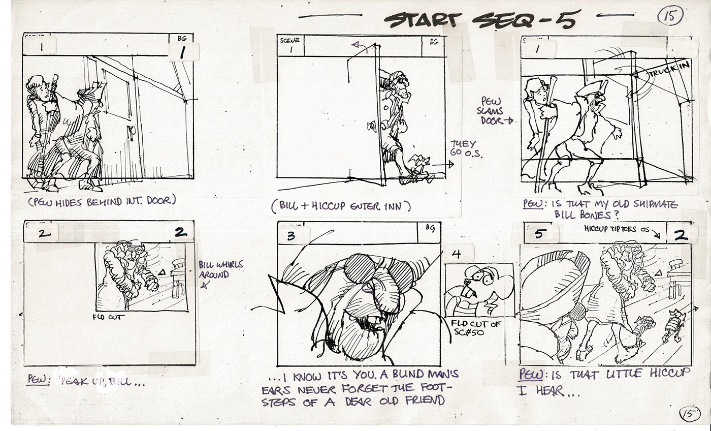 Treasure Island Storyboard Art Cartoon 2 Pages Stevenson Filmation WB 1973 A-15