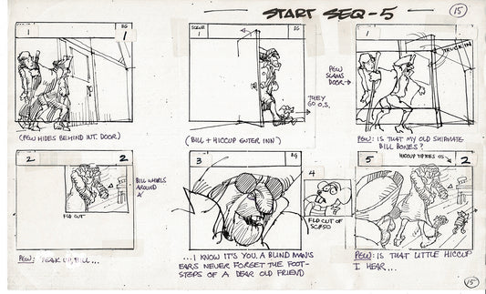 Treasure Island Storyboard Art Cartoon 2 Pages Stevenson Filmation WB 1973 A-15