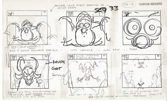 Treasure Island Storyboard Art Cartoon 2 Pages Stevenson Filmation WB 1973 E-15