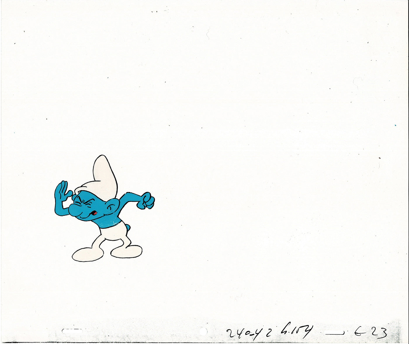 Smurfs Smurf PILOT Grouchy Production Animation Cel Hanna Barbera 1981 See Below P15