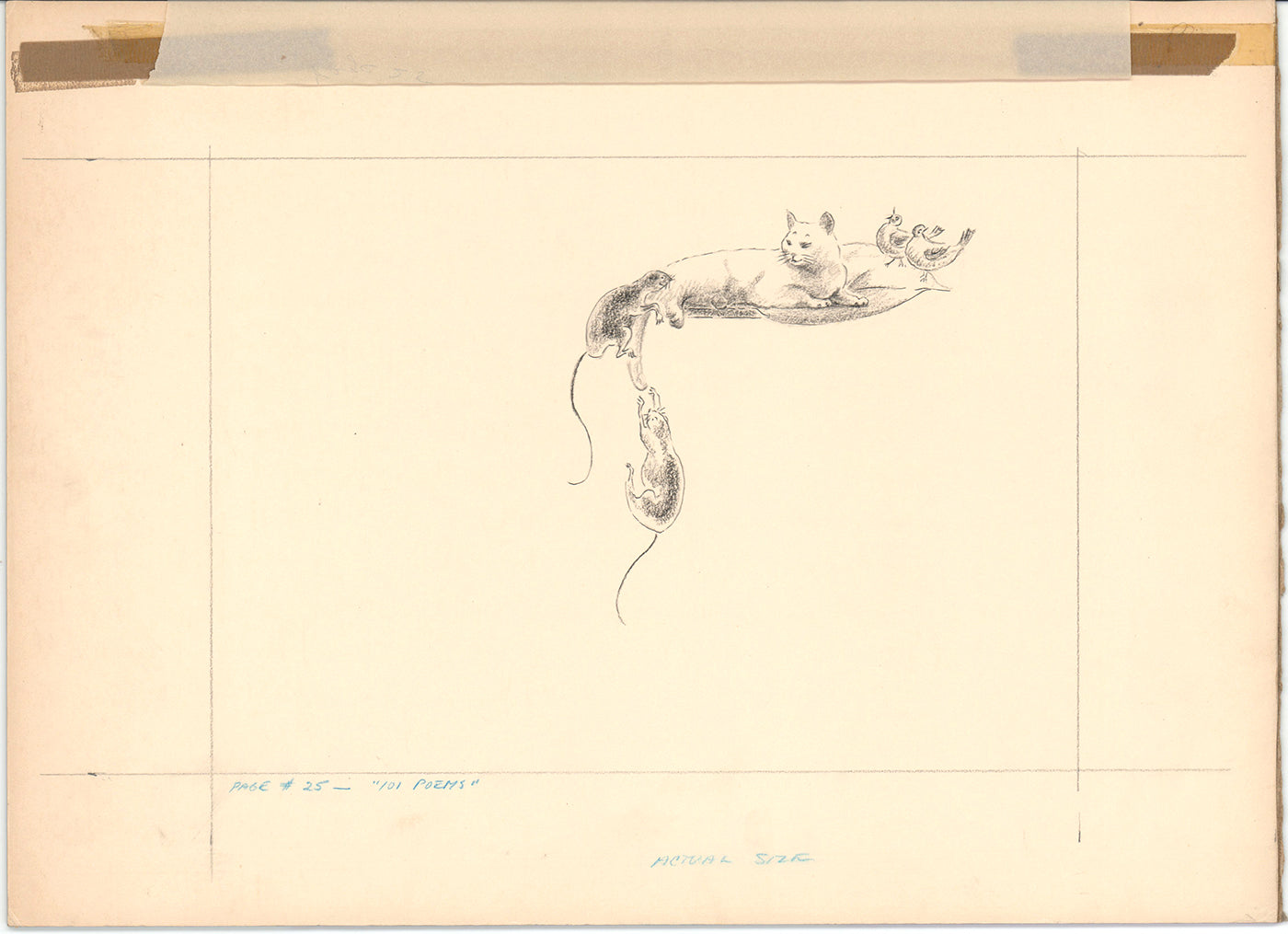Illustration Book Page Original Drawing by Lowenheim c1978 Samuel Lowe H015