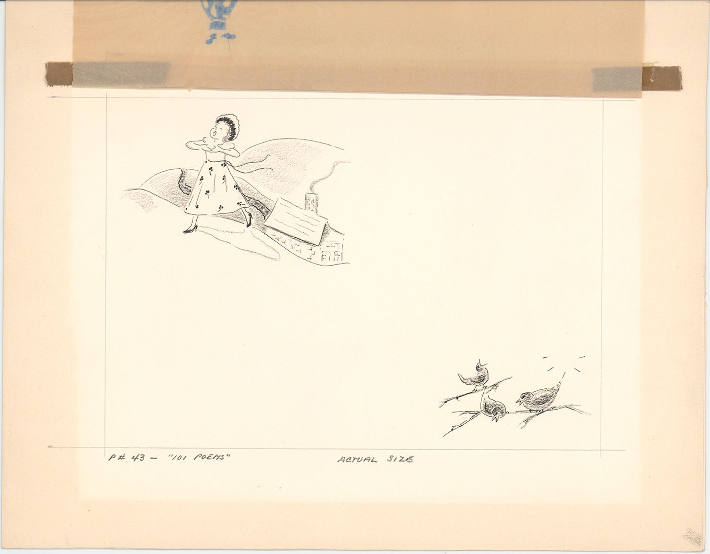 Illustration Book Page Original Drawing by Lowenheim c1978 Samuel Lowe T015