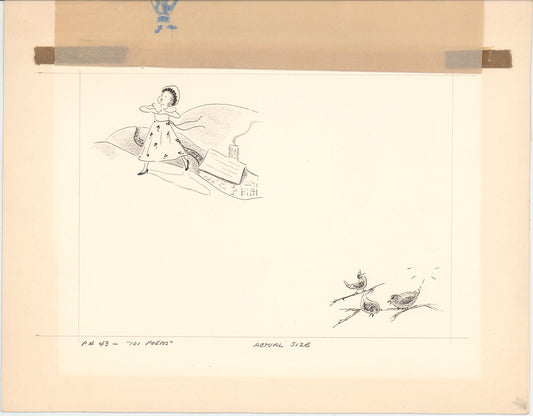 Illustration Book Page Original Drawing by Lowenheim c1978 Samuel Lowe T015
