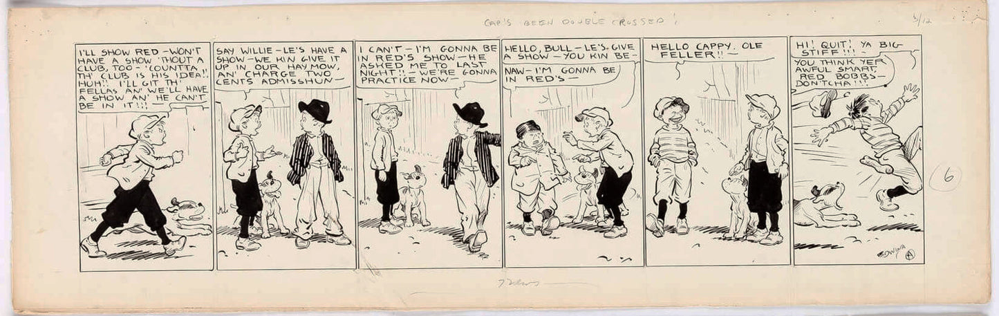 Cap Stubbs and Tippie Original Ink Daily Comic Strip Art Signed and Drawn by Edwina Dumm AM16
