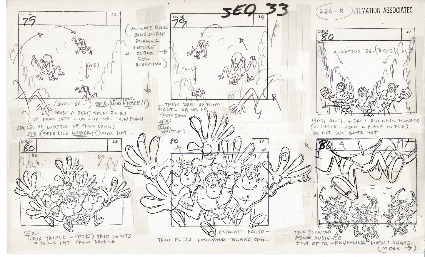 Treasure Island Storyboard Art Cartoon 2 Pages Stevenson Filmation WB 1973 E-15