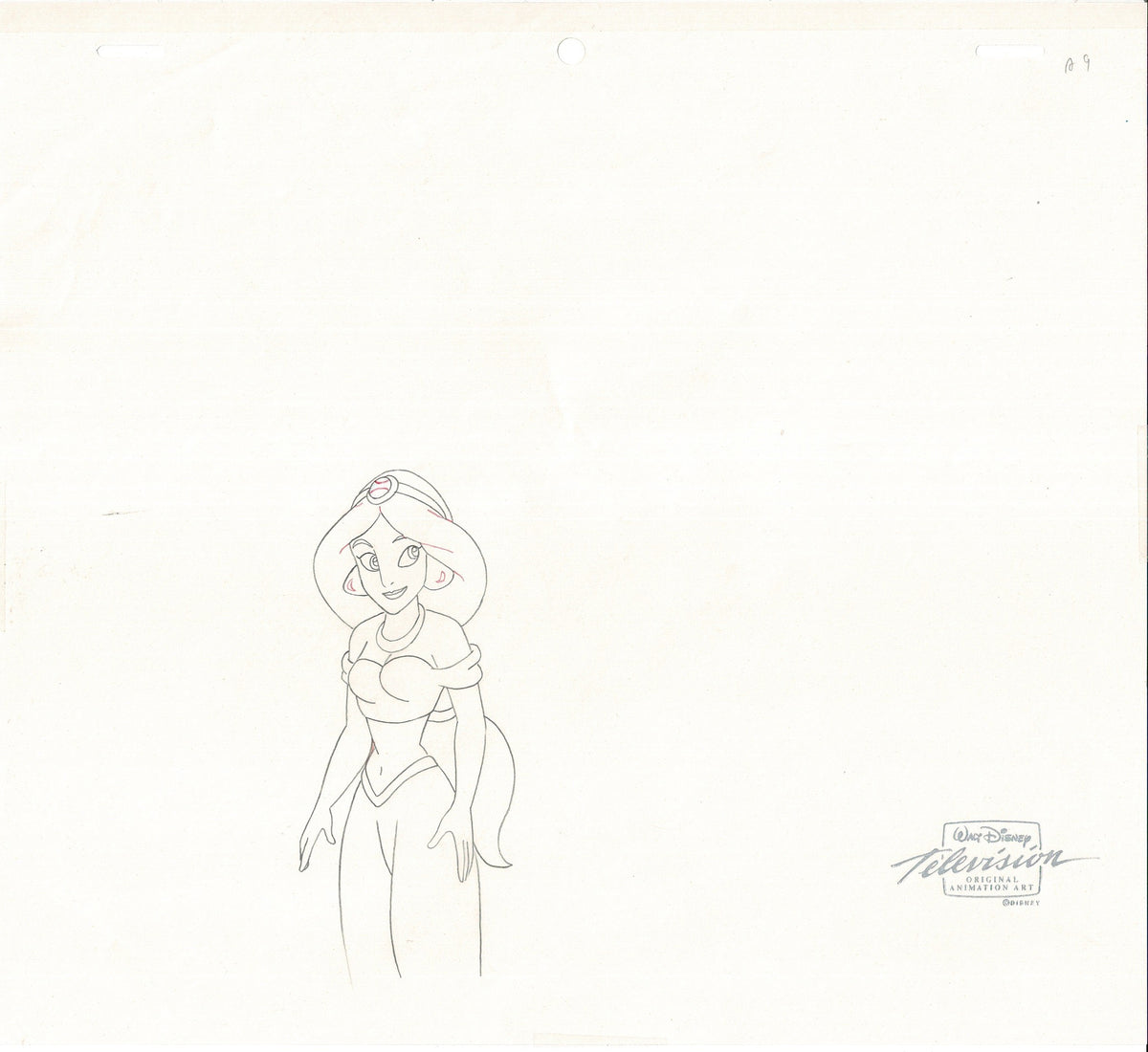 Aladdin The Genie and Jasmine Walt Disney Cartoon Production Animation Cel and Drawing from 1994 Return of Jafar Matted 16 C-A