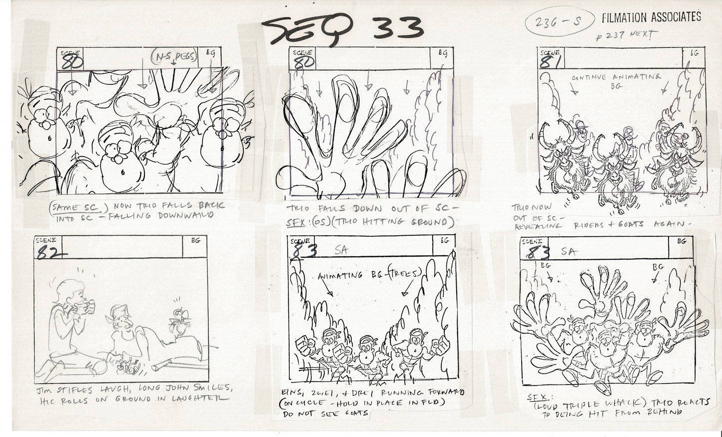 Treasure Island Storyboard Art Cartoon 2 Pages Stevenson Filmation WB 1973 E-17