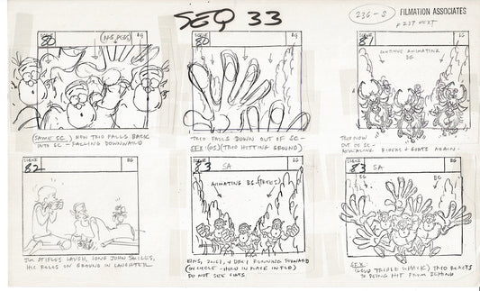 Treasure Island Storyboard Art Cartoon 2 Pages Stevenson Filmation WB 1973 E-17