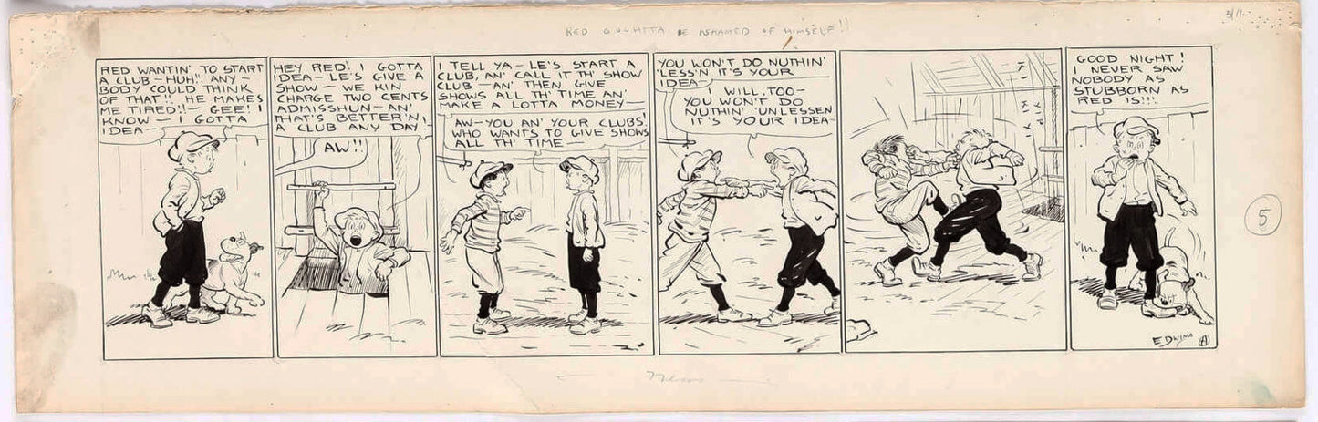 Cap Stubbs and Tippie Original Ink Daily Comic Strip Art Signed and Drawn by Edwina Dumm AM17