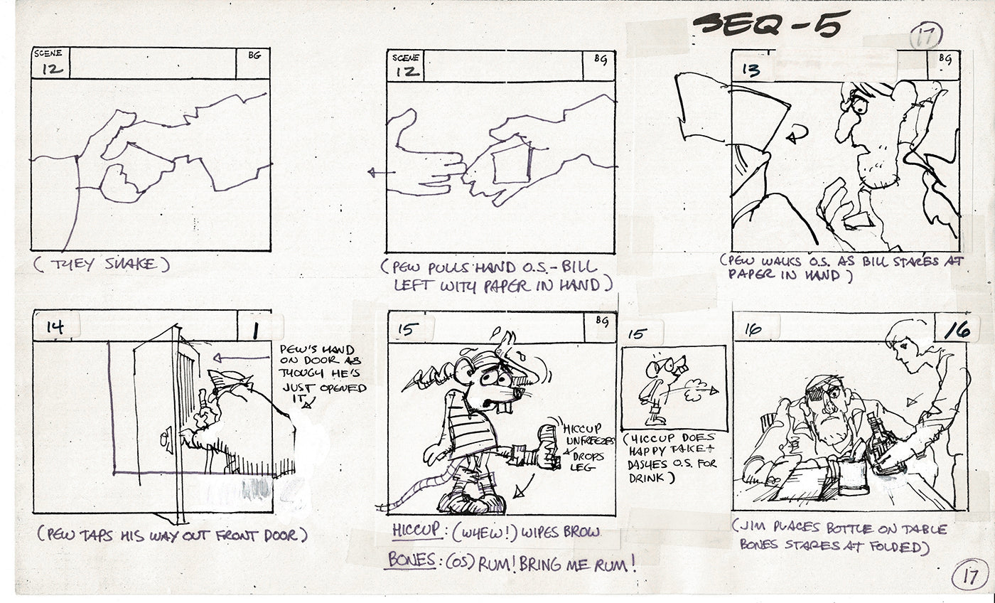 Treasure Island Storyboard Art Cartoon 2 Pages Stevenson Filmation WB 1973 A-17