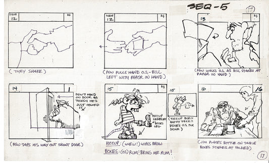 Treasure Island Storyboard Art Cartoon 2 Pages Stevenson Filmation WB 1973 A-17