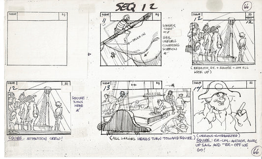 Treasure Island Storyboard Art Cartoon 2 Pages Stevenson Filmation WB 1973 B-17