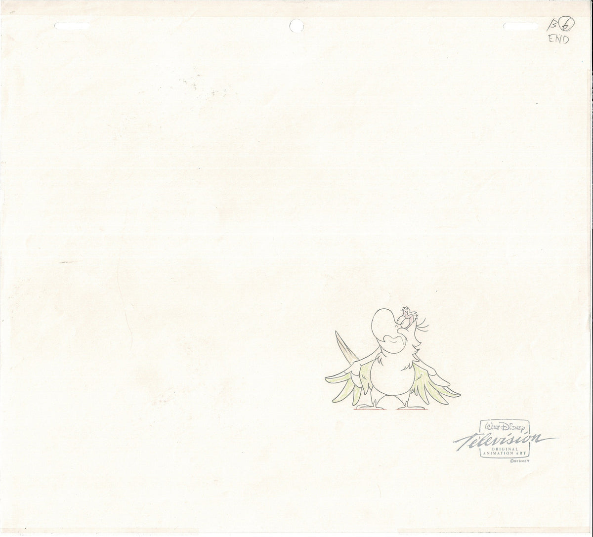 Aladdin Jafar and Iago Walt Disney Cartoon Production Animation Cel and Drawing from 1994 Return of Jafar Matted 17 C-A