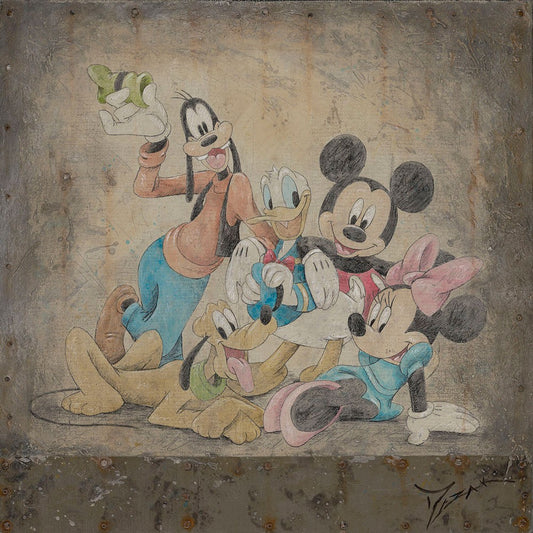 Mickey Mouse Minnie Pluto Goofy Donald Duck Walt Disney Fine Art Trevor Mezak Signed Limited Edition Print of 95 on Canvas "Famous Pals"