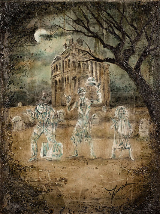 Haunted Mansion Walt Disney Fine Art Trevor Mezak Signed Limited Edition Print of 95 on Canvas "Traveling by Moonlight"