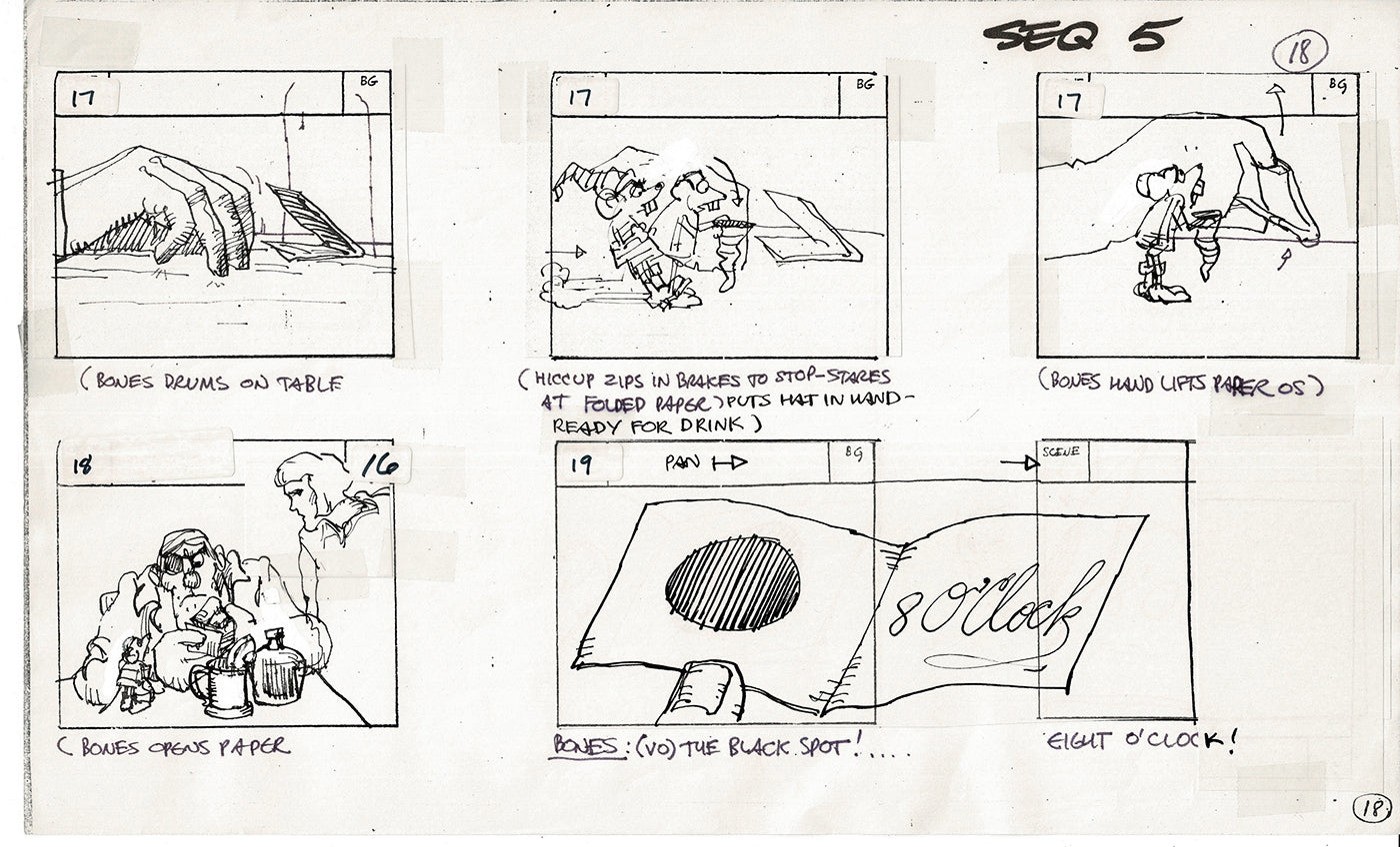 Treasure Island Storyboard Art Cartoon 2 Pages Stevenson Filmation WB 1973 A-17