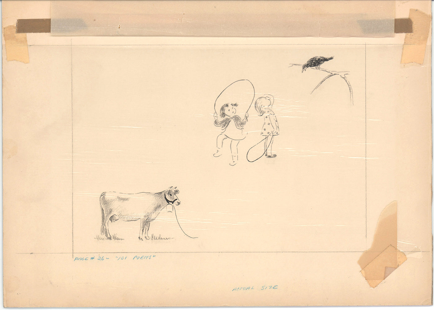 Illustration Book Page Original Drawing by Lowenheim c1978 Samuel Lowe H017
