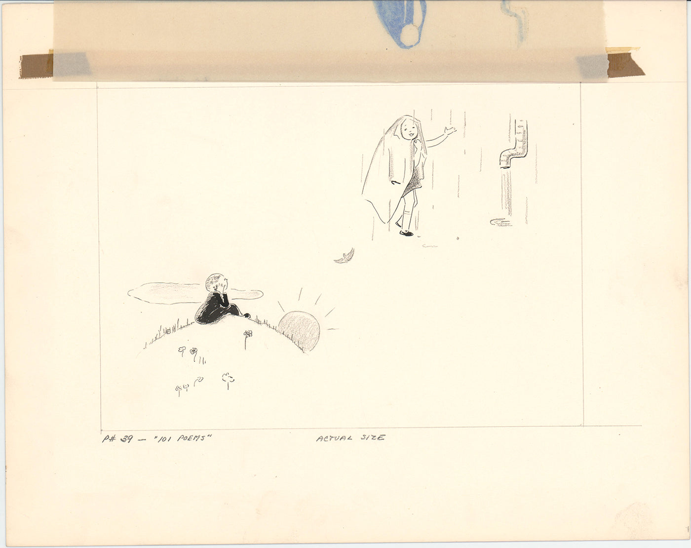 Illustration Book Page Original Drawing by Lowenheim c1978 Samuel Lowe T017