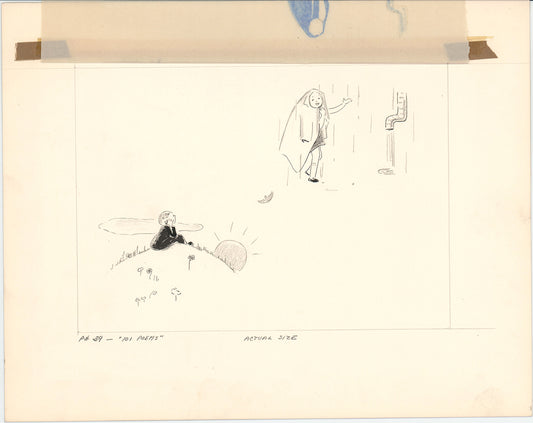 Illustration Book Page Original Drawing by Lowenheim c1978 Samuel Lowe T017