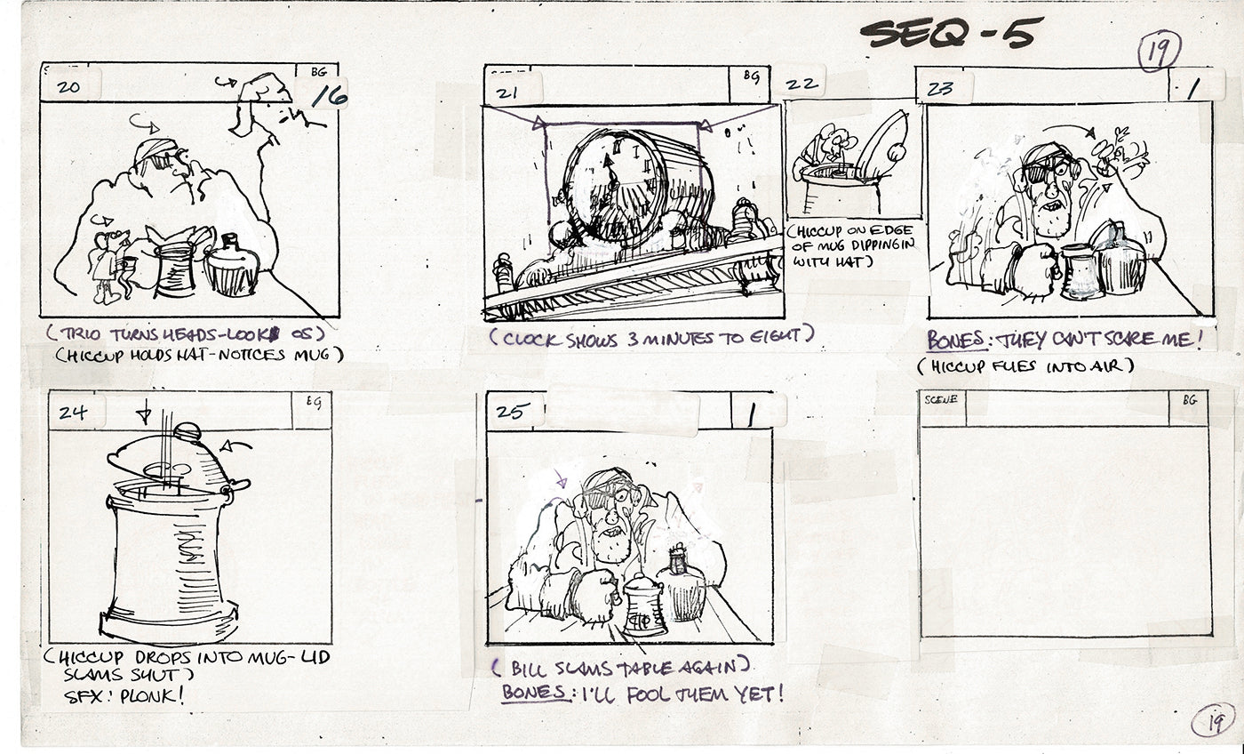 Treasure Island Storyboard Art Cartoon 2 Pages Stevenson Filmation WB 1973 A-19
