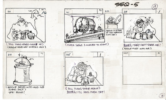 Treasure Island Storyboard Art Cartoon 2 Pages Stevenson Filmation WB 1973 A-19