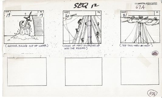 Treasure Island Storyboard Art Cartoon 2 Pages Stevenson Filmation WB 1973 B-19
