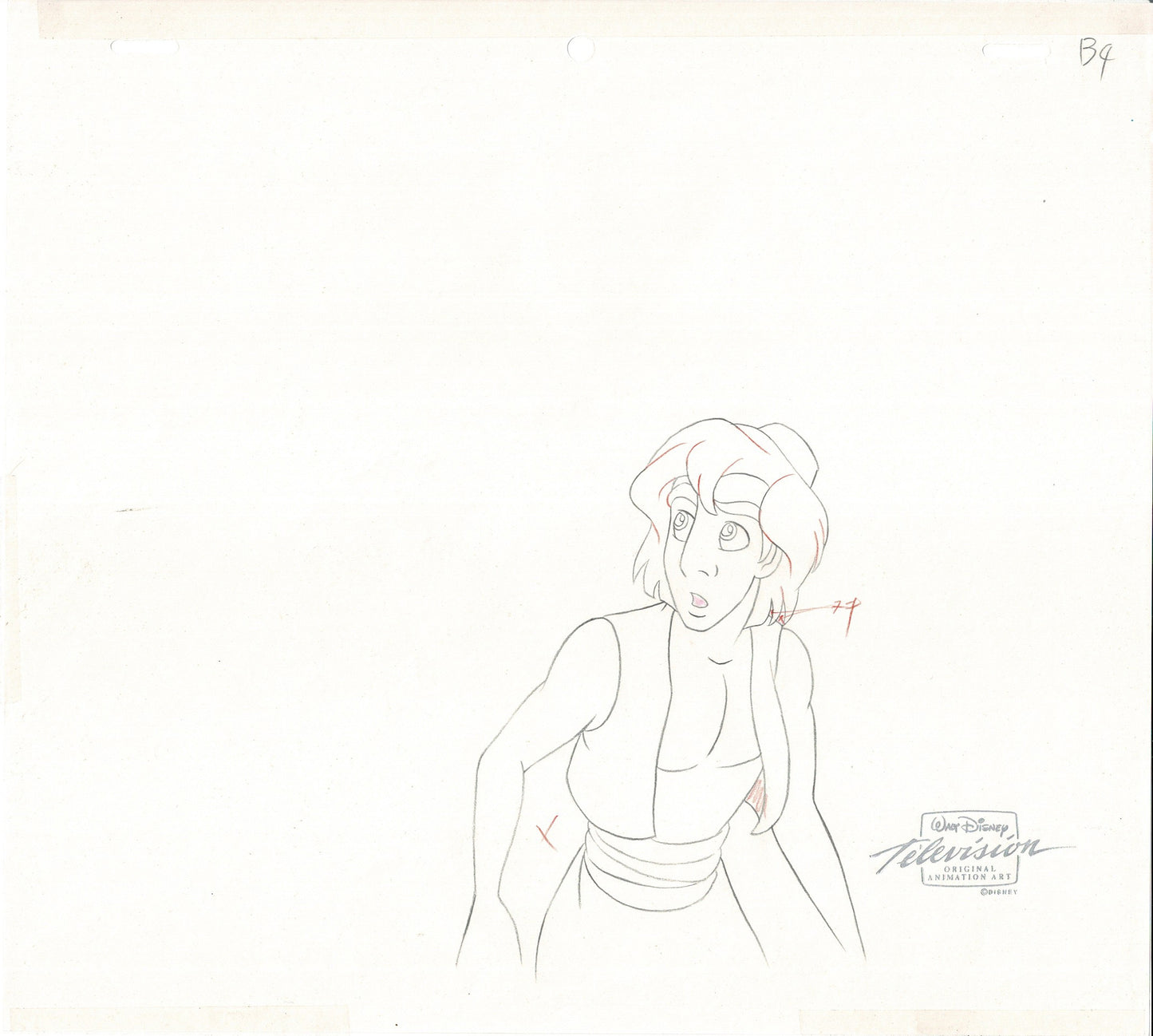 Aladdin Iago Walt Disney Cartoon Production Animation Cel and Drawing from 1994 Return of Jafar Matted 19 C-A
