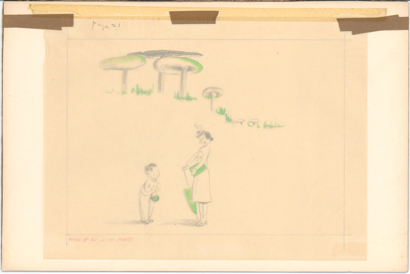 Illustration Book Page Original Drawing by Lowenheim c1978 Samuel Lowe H001