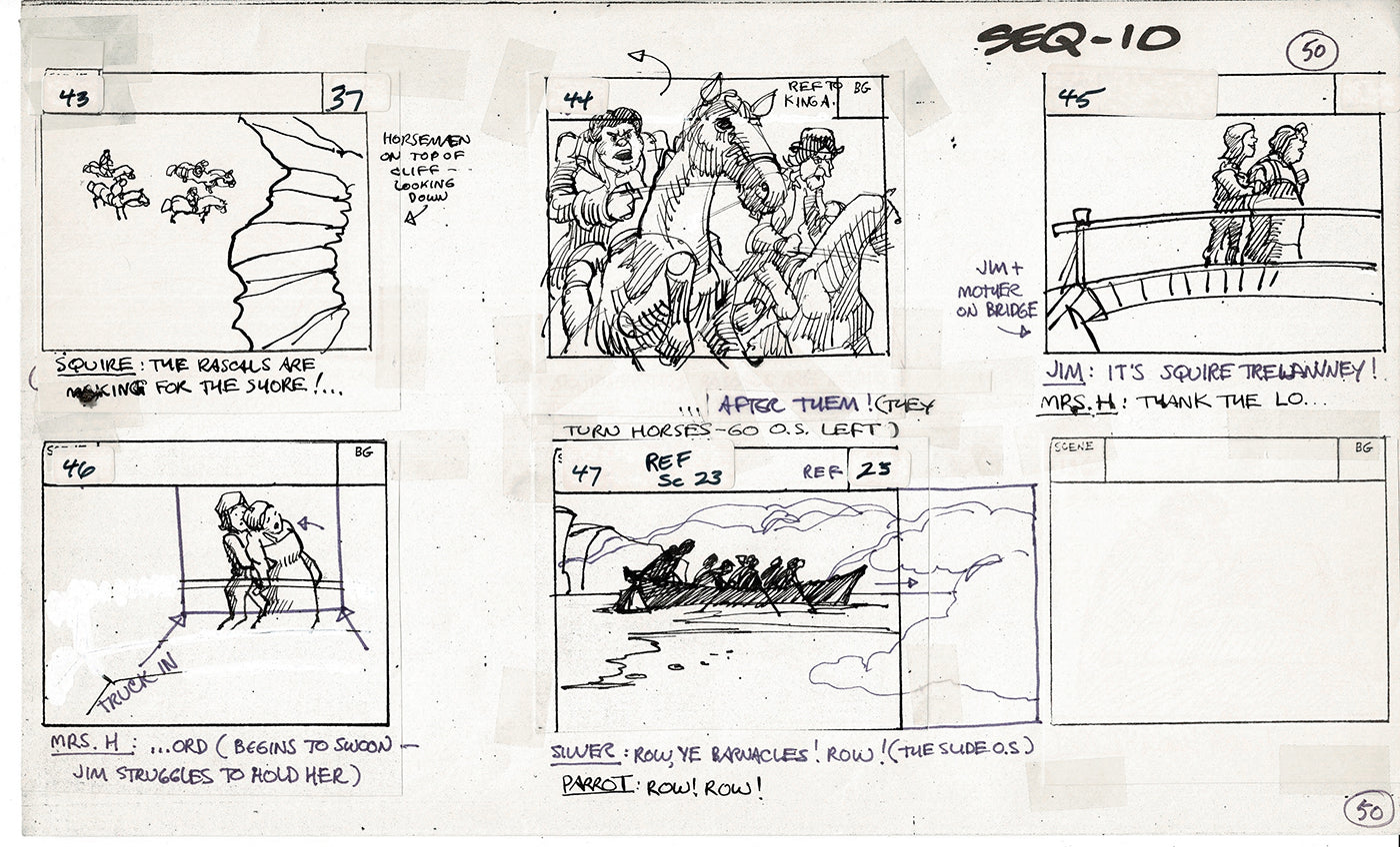 Treasure Island Storyboard Art Cartoon 2 Pages Stevenson Filmation WB 1973 B-01