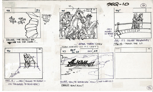 Treasure Island Storyboard Art Cartoon 2 Pages Stevenson Filmation WB 1973 B-01