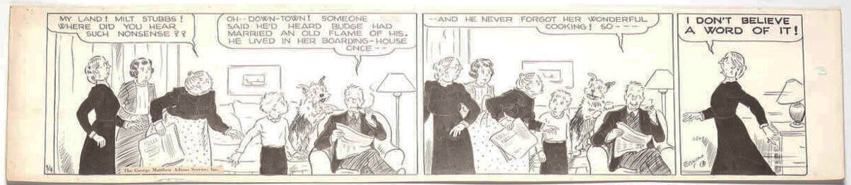 Cap Stubbs and Tippie Original Ink Daily Comic Strip Art Signed and Drawn by Edwina Dumm AM01