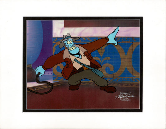 Aladdin The Genie Walt Disney Production Animation Cel and Drawing from 1994 Return of Jafar Framed 1 C-A