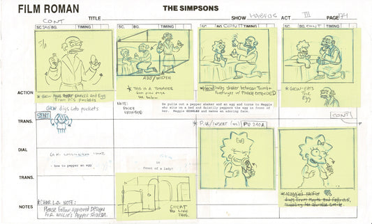 The Simpsons Original Production Animation Storyboard 2006 Fox 1