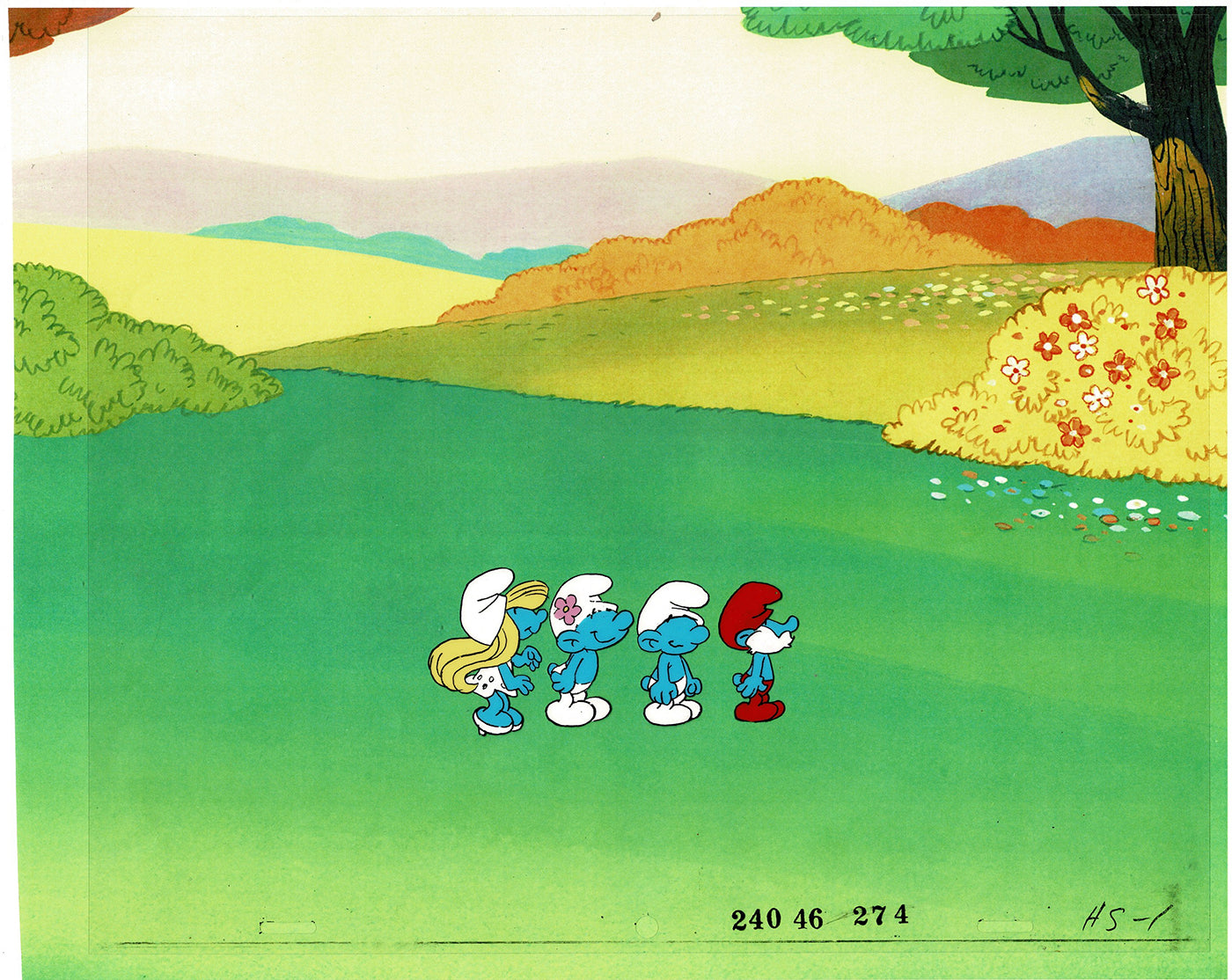 Smurfs Original Production Animation Cel Hanna Barbera 1980s Z-01
