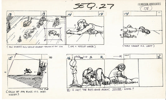 Treasure Island Storyboard Art Cartoon 2 Pages Stevenson Filmation WB 1973 D-01