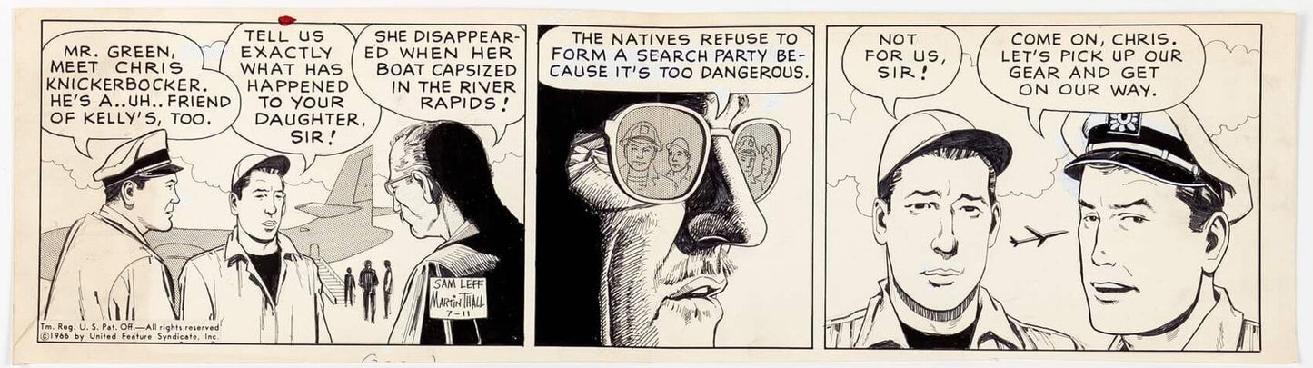 Sam Leff Davy Jones Orig Ink Daily Newspaper Comic Strip Art Signed 1966 CD01
