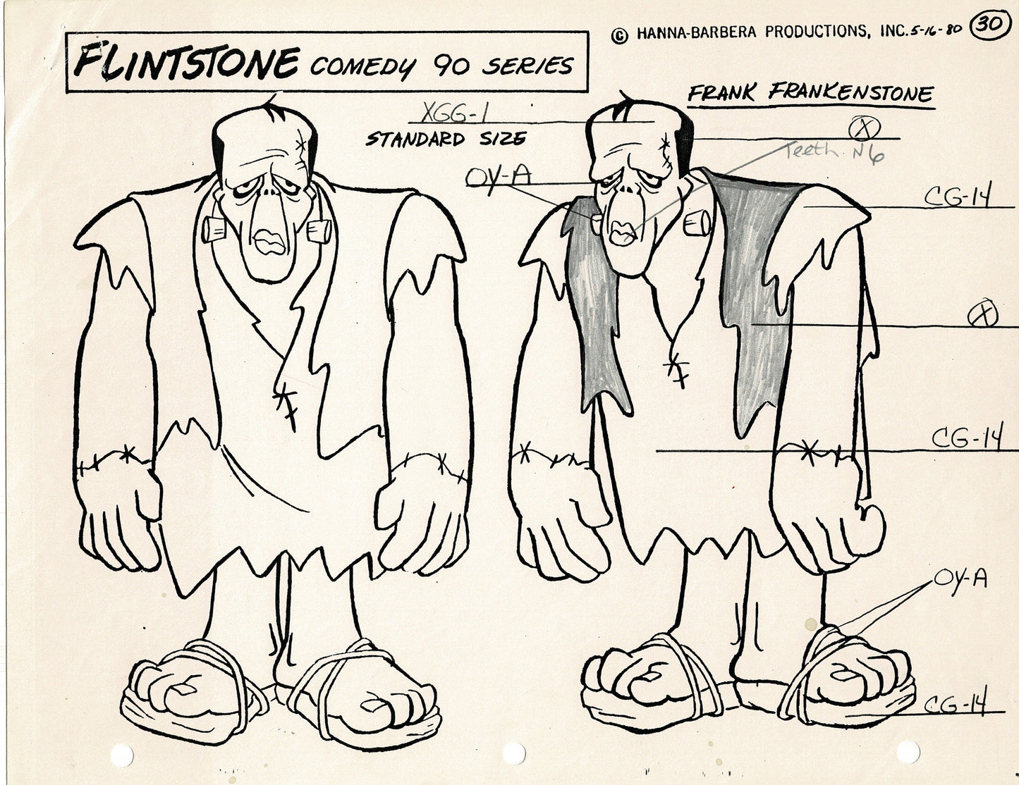 The Flintstones Model Sheet Copy Group of 24 Pages 1980 Production Hanna Barbera
